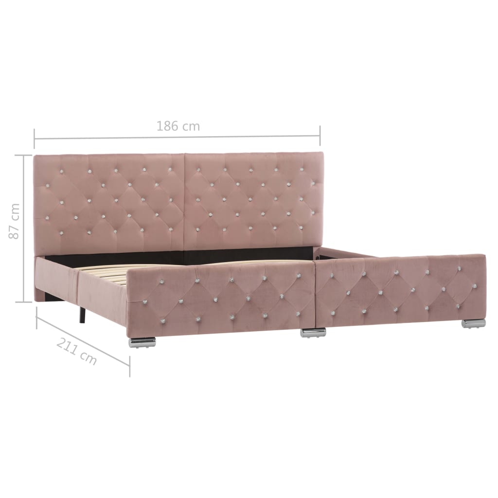 Estrutura de cama 180x200 cm veludo rosa