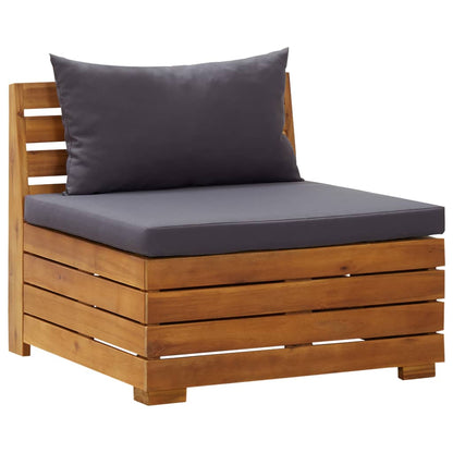 8 pcs conjunto lounge jardim c/ almofadões acácia cinza-escuro