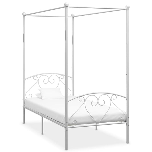 Estrutura de cama com dossel metal branco 90x200 cm