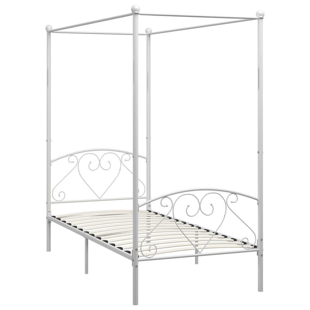 Estrutura de cama com dossel metal branco 90x200 cm