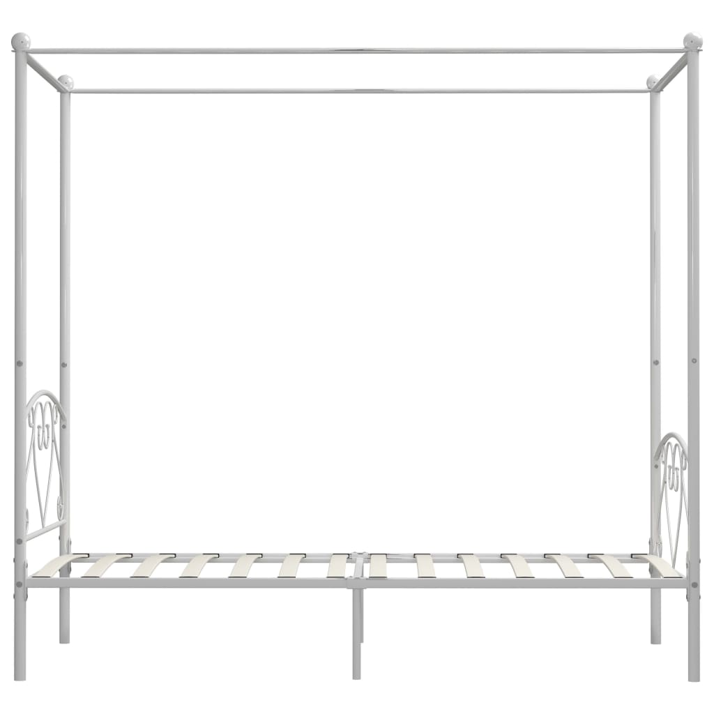 Estrutura de cama com dossel metal branco 90x200 cm