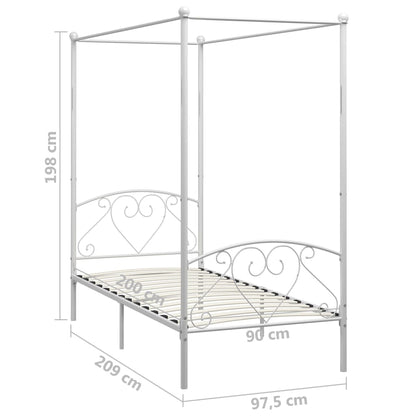 Estrutura de cama com dossel metal branco 90x200 cm