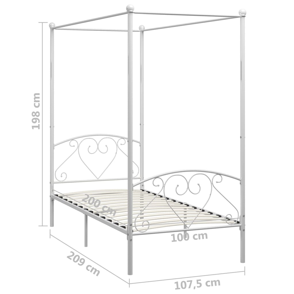 Estrutura de cama com dossel 100x200 cm metal branco