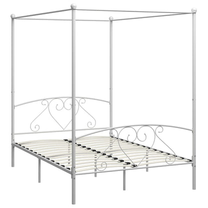 Estrutura de cama com dossel metal branco 140x200 cm