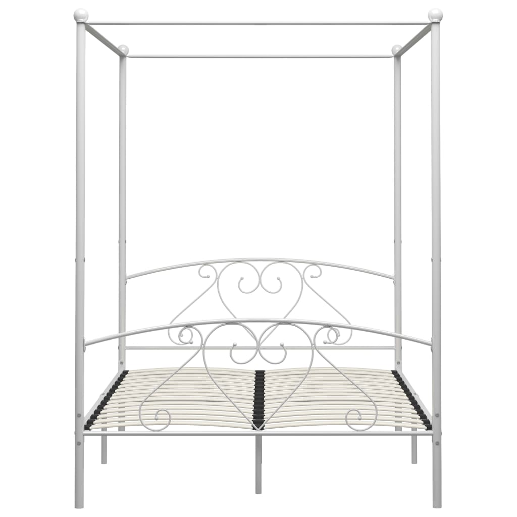 Estrutura de cama com dossel metal branco 140x200 cm