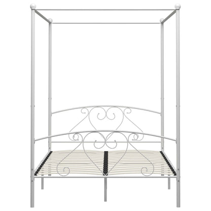 Estrutura de cama com dossel metal branco 140x200 cm