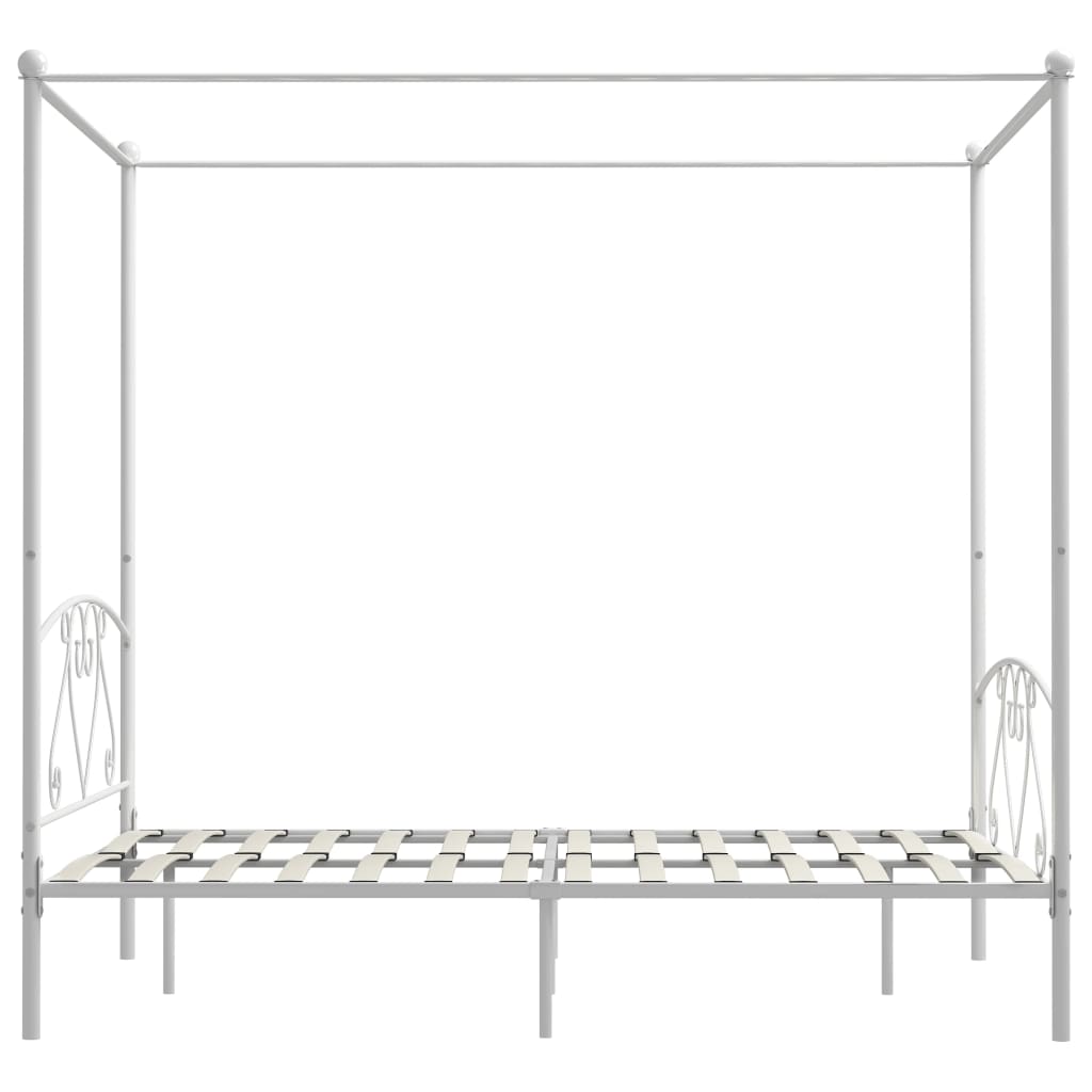 Estrutura de cama com dossel metal branco 140x200 cm