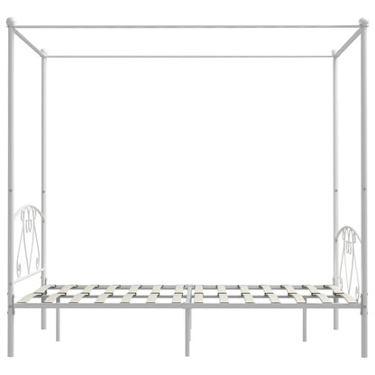 Estrutura de cama com dossel metal branco 140x200 cm