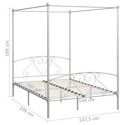 Estrutura de cama com dossel metal branco 140x200 cm