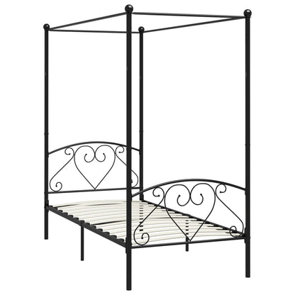 Estrutura de cama com dossel metal preto 90x200 cm