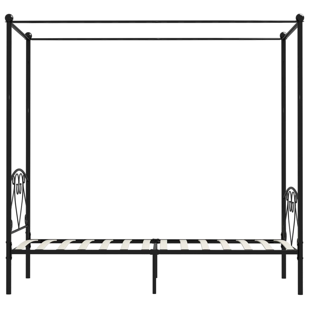 Estrutura de cama com dossel metal preto 90x200 cm