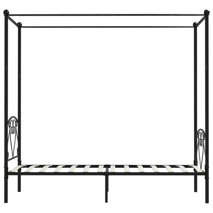 Estrutura de cama com dossel metal preto 90x200 cm