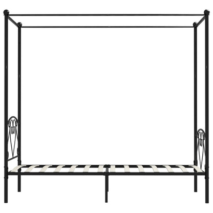 Estrutura de cama com dossel 100x200 cm metal preto