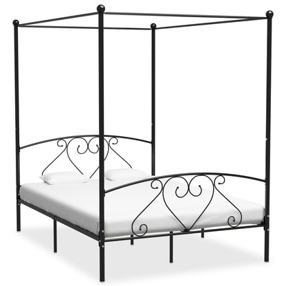 Estrutura de cama com dossel metal 140x200 cm preto