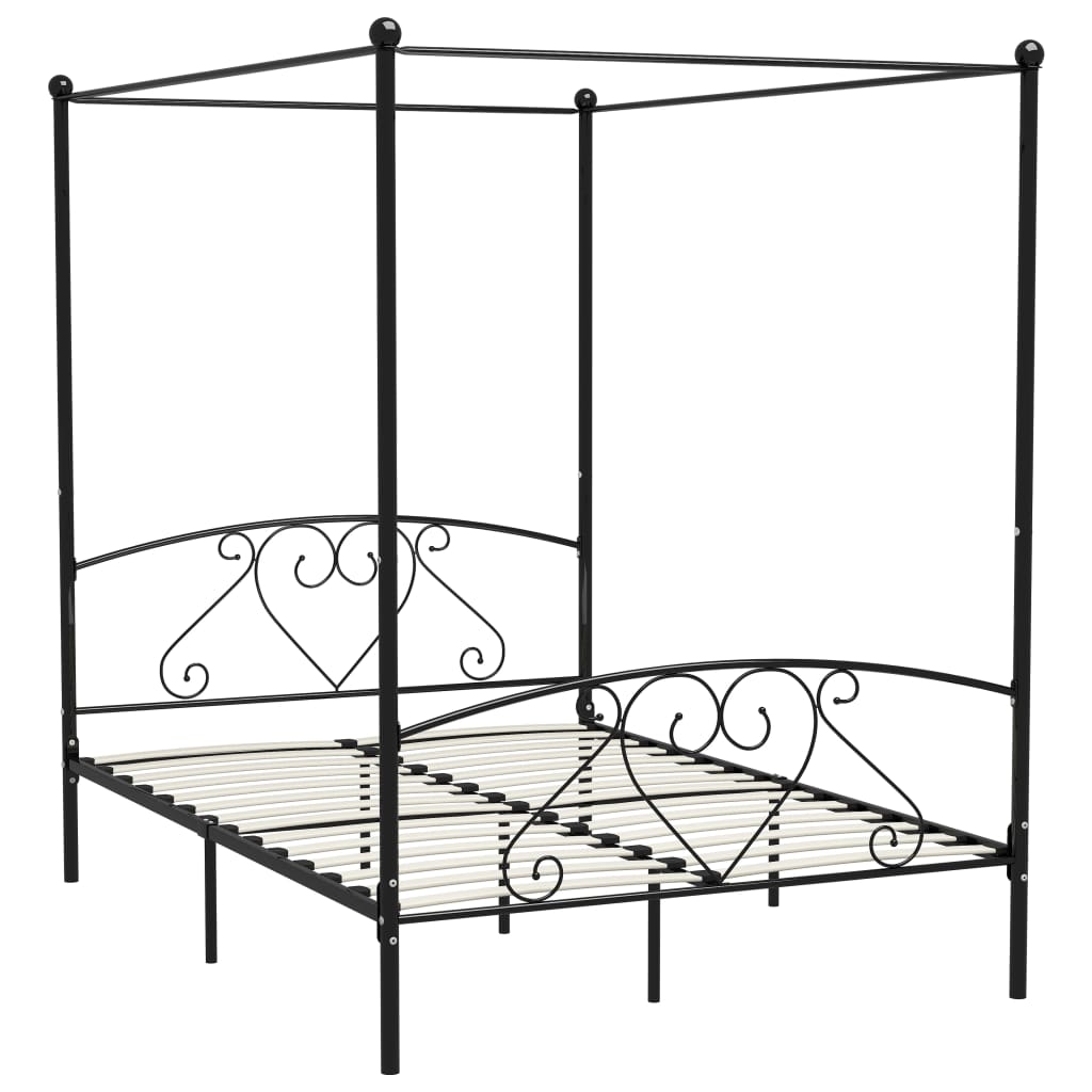 Estrutura de cama com dossel metal 140x200 cm preto