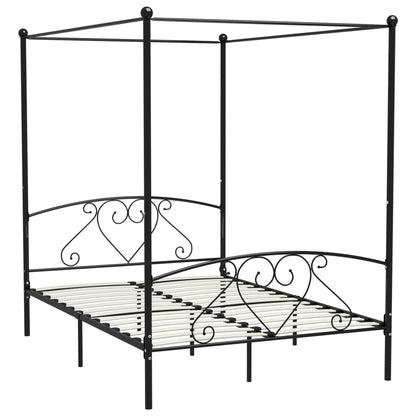 Estrutura de cama com dossel metal 140x200 cm preto