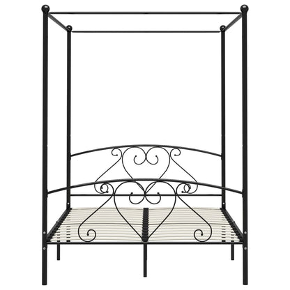 Estrutura de cama com dossel metal 140x200 cm preto