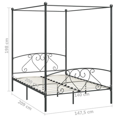 Estrutura de cama com dossel metal cinzento 140x200 cm