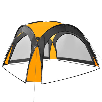 Tenda festas com LED e 4 paredes laterais 3,6x3,6x2,3 m amarelo