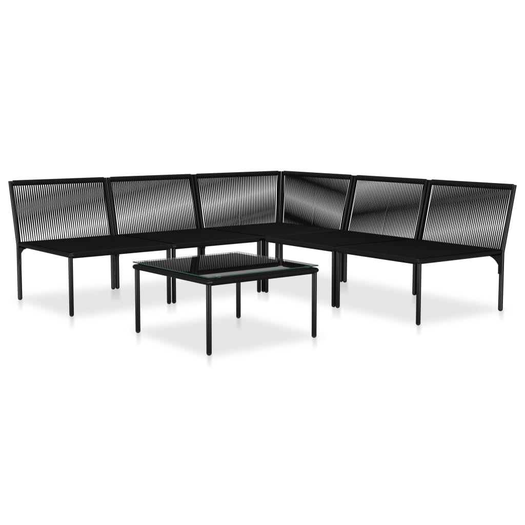 6 pcs conjunto lounge de jardim c/ almofadões PVC preto