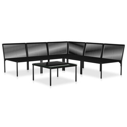 6 pcs conjunto lounge de jardim c/ almofadões PVC preto