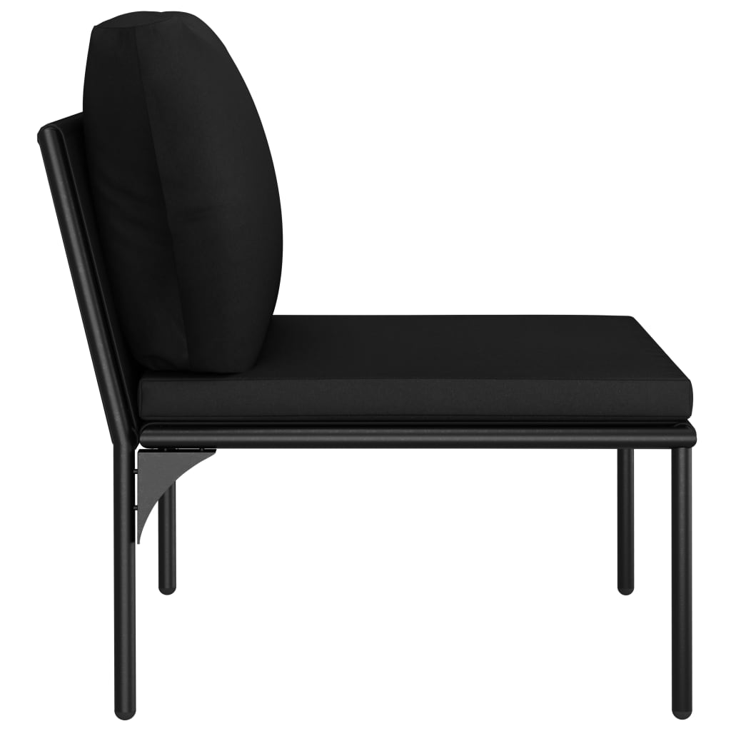 3 pcs conjunto lounge de jardim c/ almofadões PVC preto