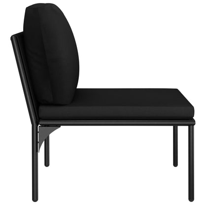 3 pcs conjunto lounge de jardim c/ almofadões PVC preto