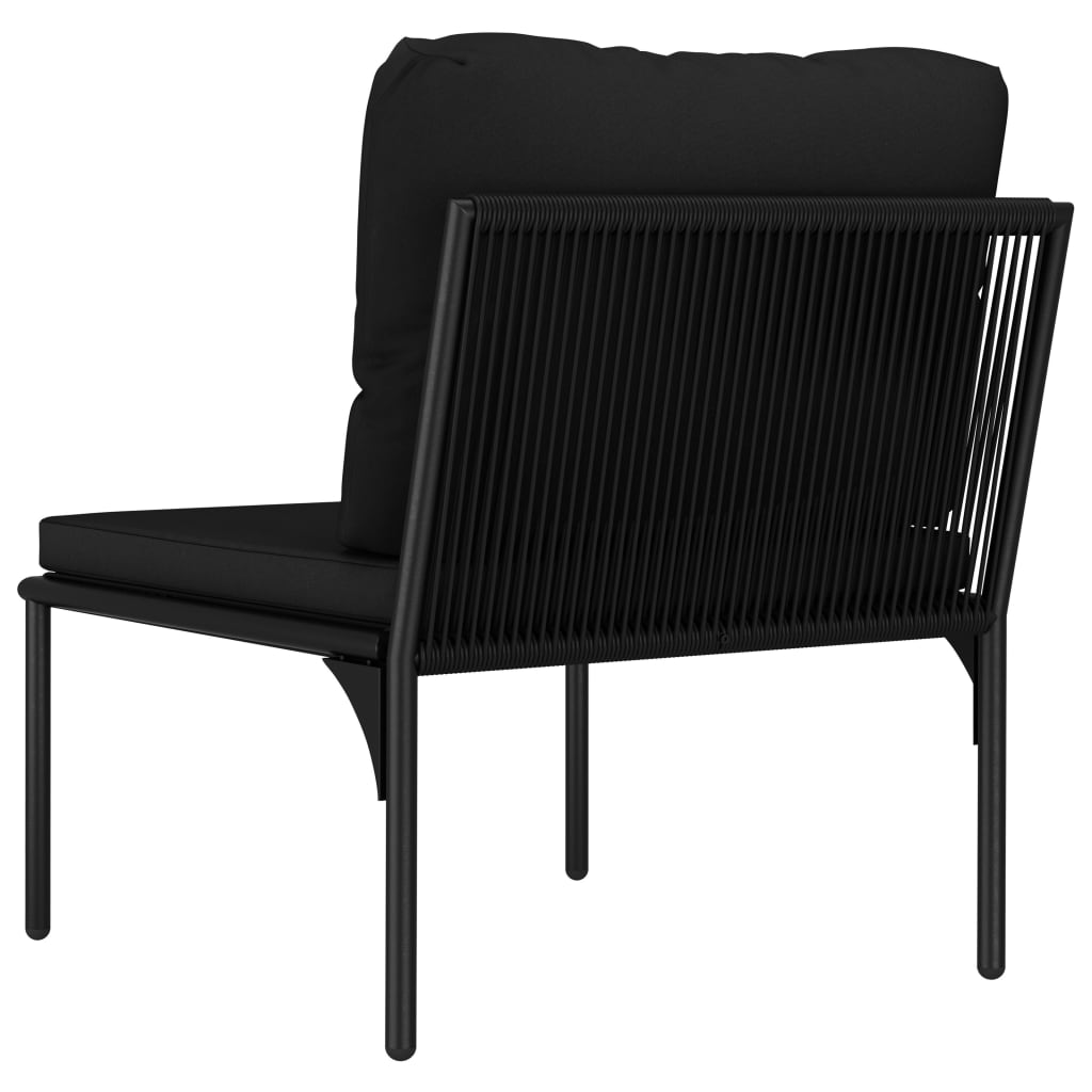 3 pcs conjunto lounge de jardim c/ almofadões PVC preto