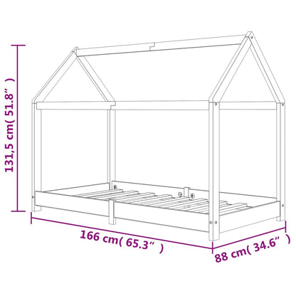 Estrutura de cama para crianças 80x160 cm pinho maciço