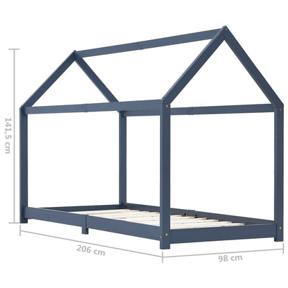 Estrutura de cama para crianças 90x200 cm pinho maciço cinzento