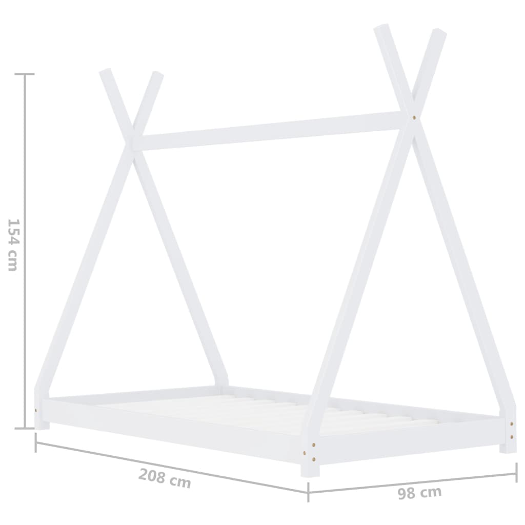 Estrutura de cama para crianças 90x200 cm pinho maciço branco