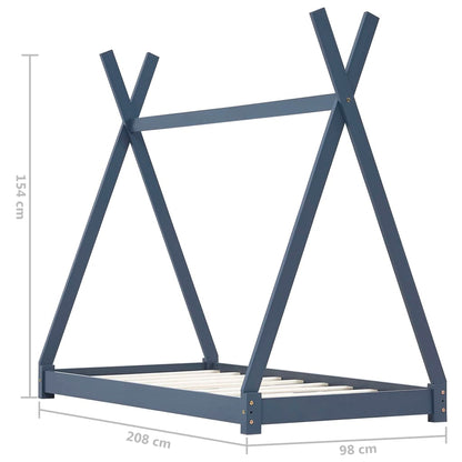 Estrutura de cama para crianças 90x200 cm pinho maciço cinzento