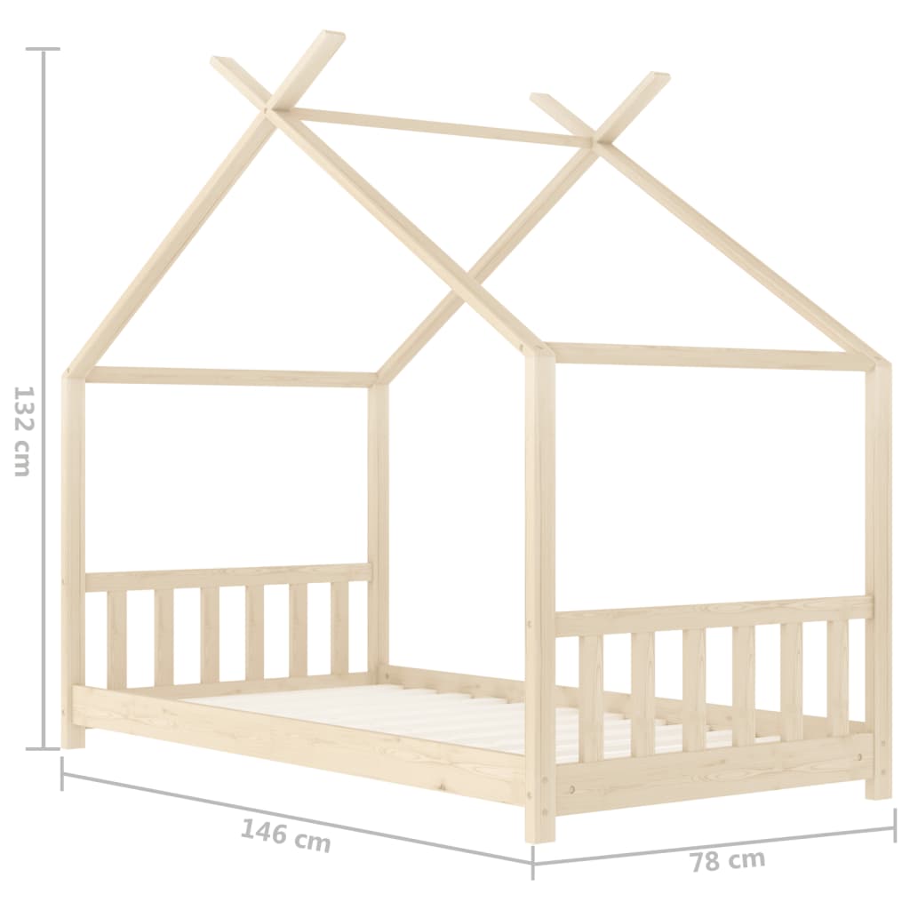 Estrutura de cama p/ crianças 70x140 cm madeira de pinho maciça