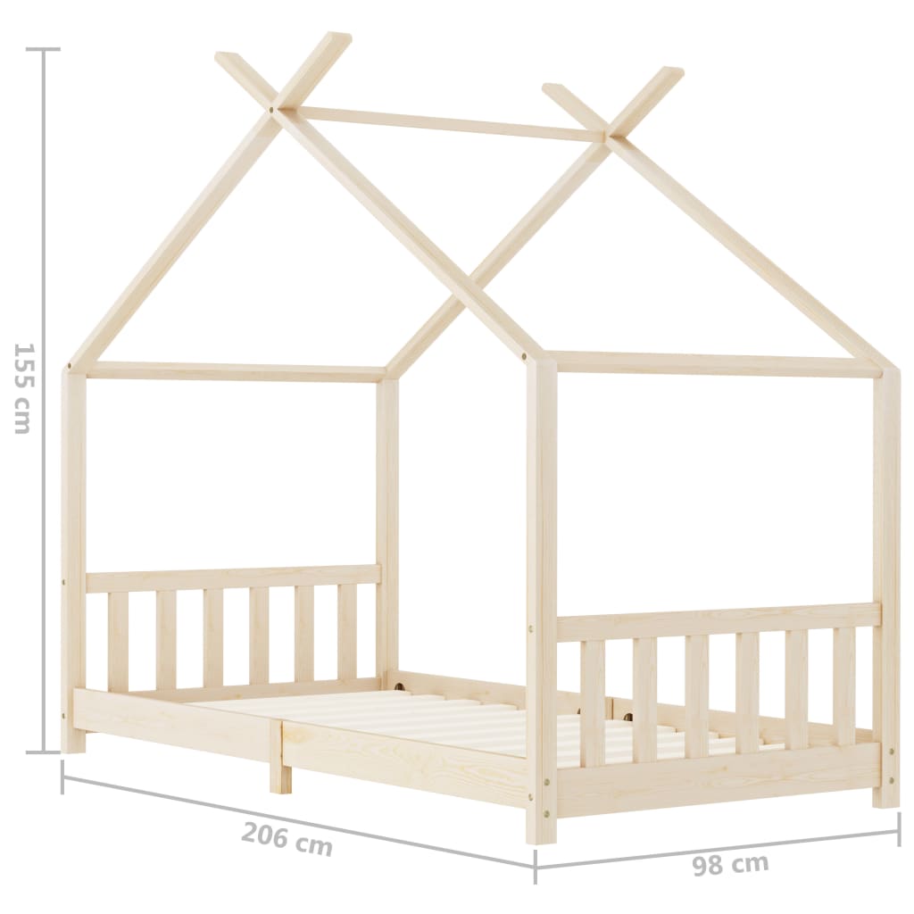 Estrutura de cama para crianças 90x200 cm pinho maciço