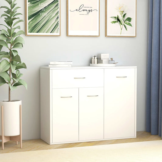 Aparador Label com 3 Portas e 1 Gaveta de 88 cm - Branco - Design Minimalista