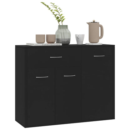 Aparador Label com 3 Portas e 1 Gaveta de 88 cm - Preto - Design Minimalista