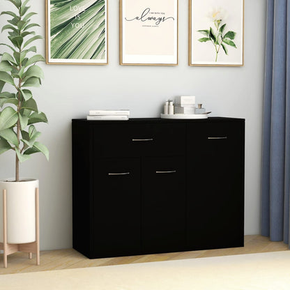 Aparador Label com 3 Portas e 1 Gaveta de 88 cm - Preto - Design Minimalista