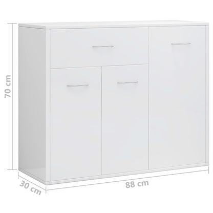 Aparador Label com 3 Portas e 1 Gaveta de 88 cm - Branco Brilhante - Design Minimalista