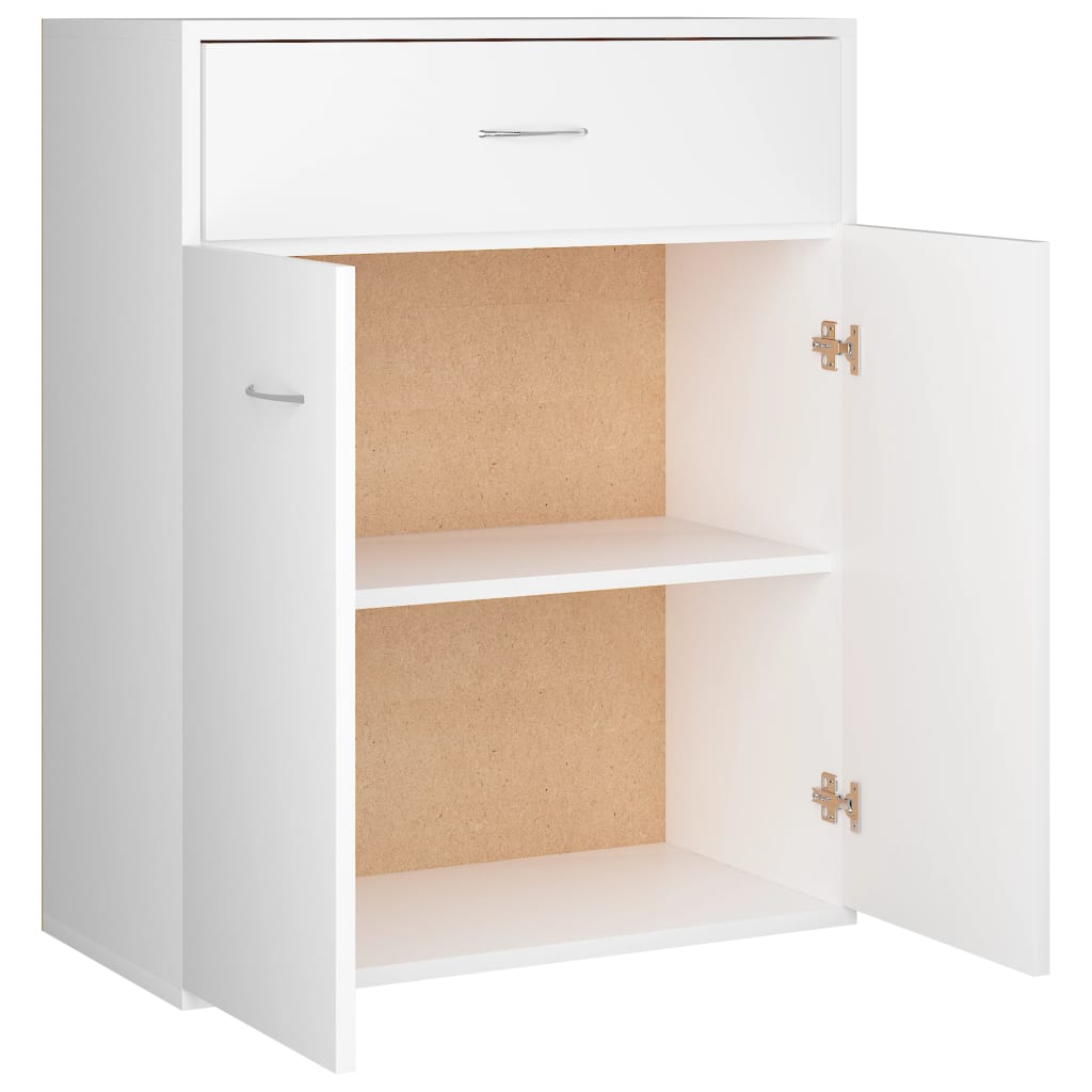 Aparador Reina - Cor Branco - Com 2 Portas e 1 Gaveta - 60x30x75 cm - Em Contraplacado - Design Minimalista