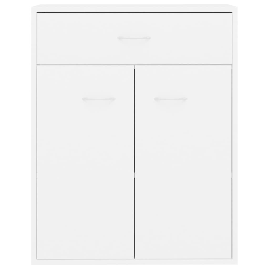 Aparador Reina - Cor Branco - Com 2 Portas e 1 Gaveta - 60x30x75 cm - Em Contraplacado - Design Minimalista