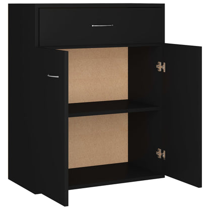 Aparador Reina - Cor Preto - Com 2 Portas e 1 Gaveta - 60x30x75 cm - Em Contraplacado - Design Minimalista