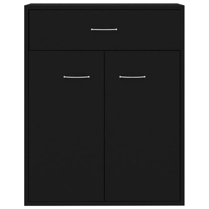 Aparador Reina - Cor Preto - Com 2 Portas e 1 Gaveta - 60x30x75 cm - Em Contraplacado - Design Minimalista