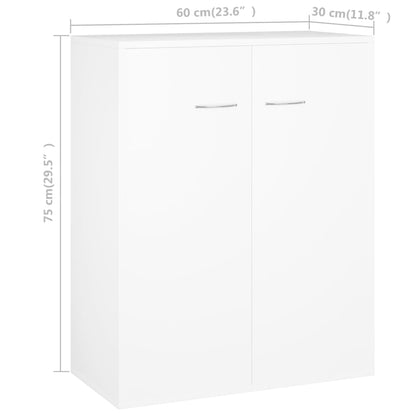 Aparador Label - Cor Branco - Com 2 Portas - 60x30x75 cm - Em Aglomerado - Design Minimalista