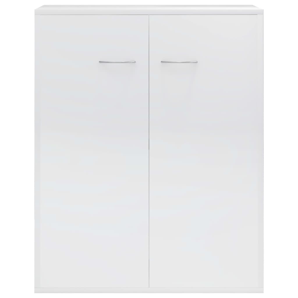 Aparador Label - Cor Branco Brilhante - Com 2 Portas - 60x30x75 cm - Em Aglomerado - Design Minimalista