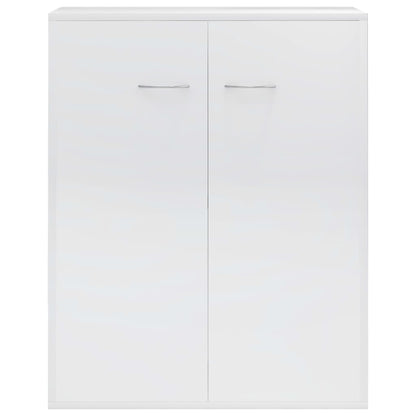 Aparador Label - Cor Branco Brilhante - Com 2 Portas - 60x30x75 cm - Em Aglomerado - Design Minimalista