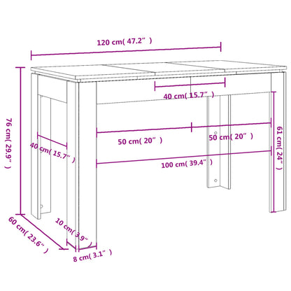 Mesa de jantar 120x60x76 cm contraplacado cinzento