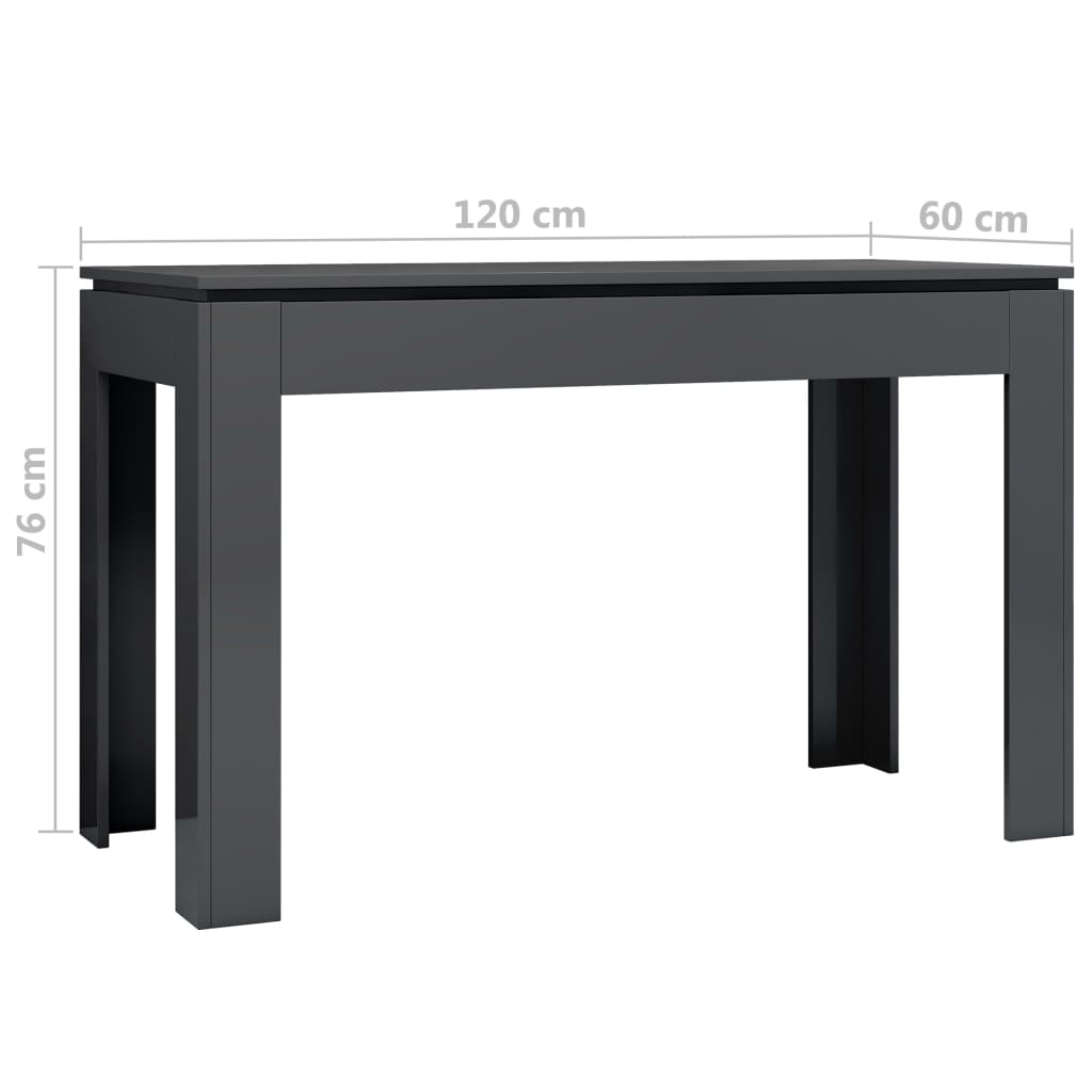 Mesa de Jantar Luna de 120cm - Cinzento Brilhante - Design Minimalista