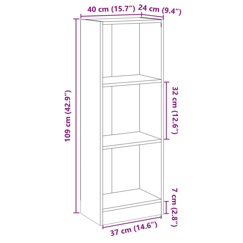 Estante c/ 3 prateleiras 40x24x108 cm contraplacado preto