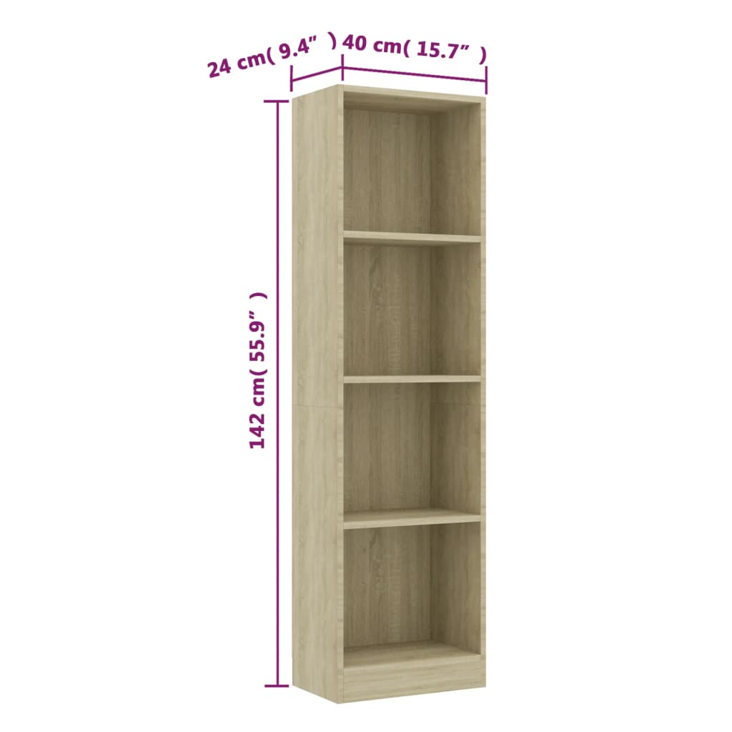 Estante 4 prateleiras 40x24x142cm contraplacado carvalho sonoma