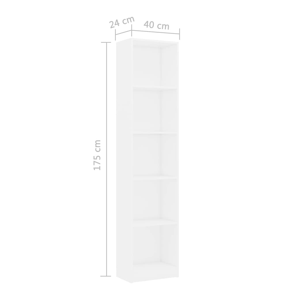 Estante com 5 prateleiras 40x24x175 cm contraplacado branco